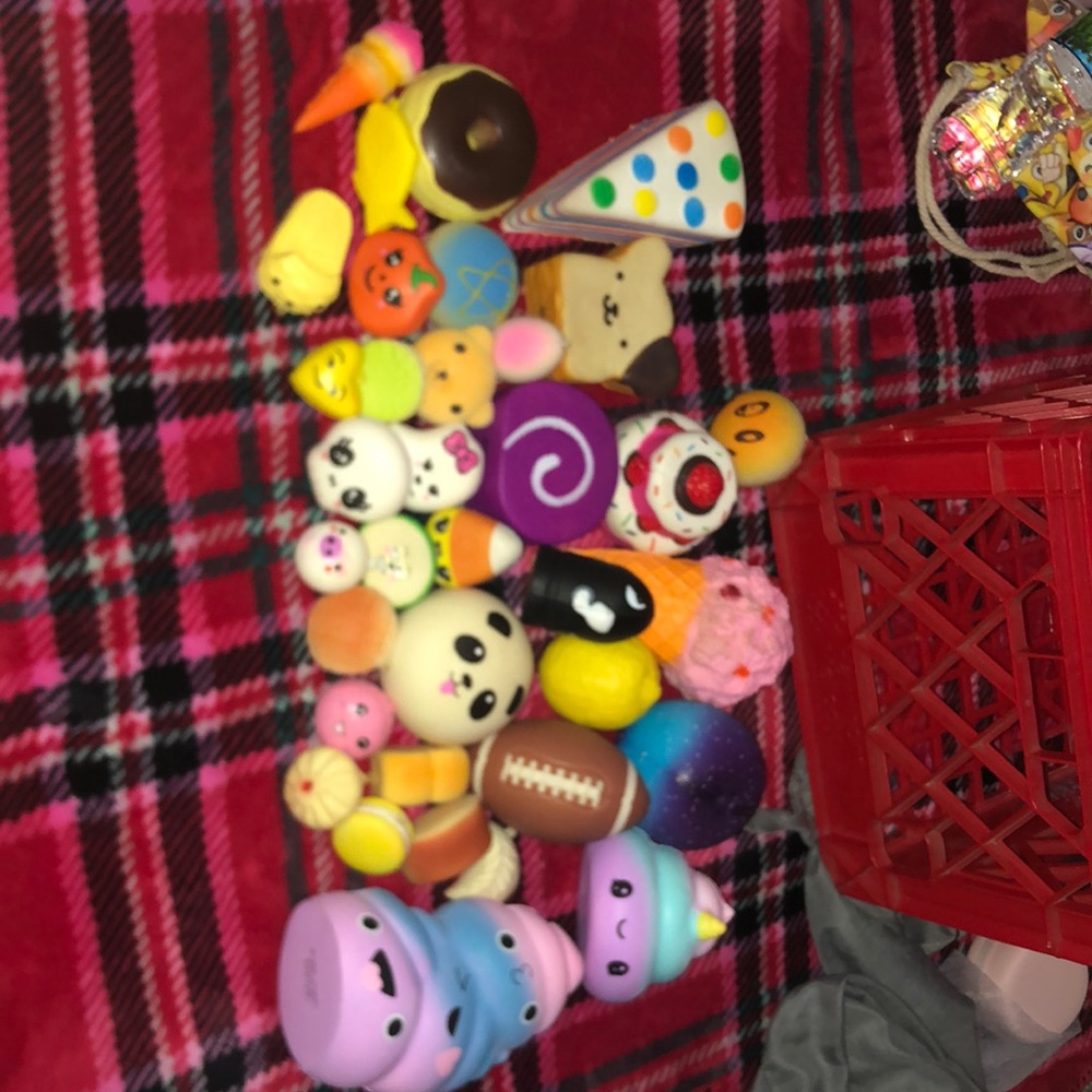 Variety of hand exercise stress toy. (Squishies)